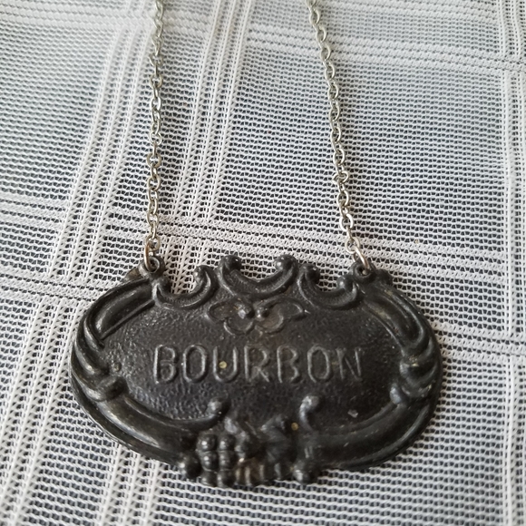 Vintage Bourbon Metal Liquor Decanter Tag - Picture 1 of 3